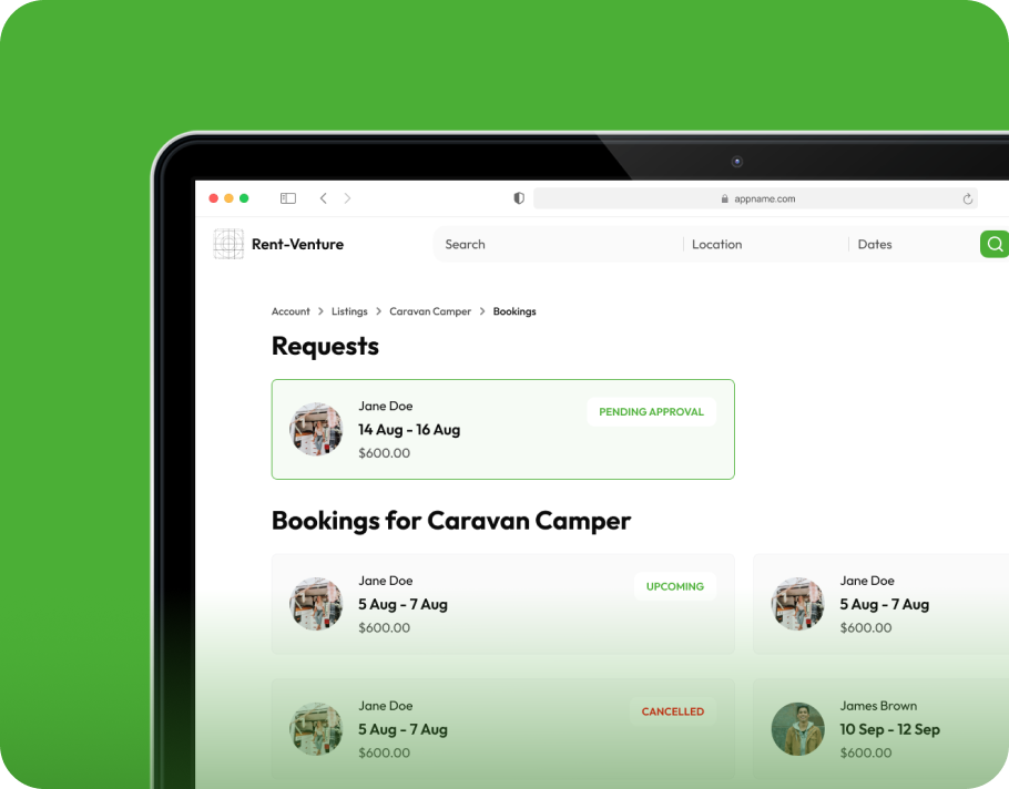 Booking page