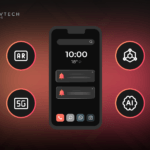 A futuristic representation of AI-powered mobile app development.