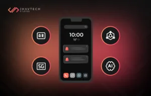 A futuristic representation of AI-powered mobile app development.